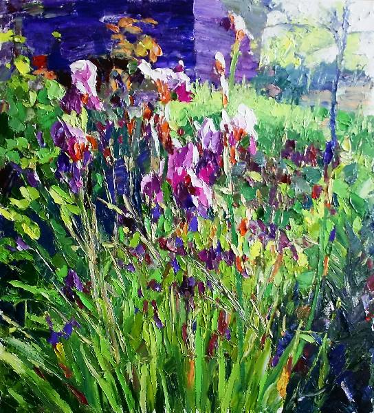 flowers, summer, realism, Irises