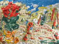 Картина Красная Азалия абстракция Екатерина Лебедева Лавизм
