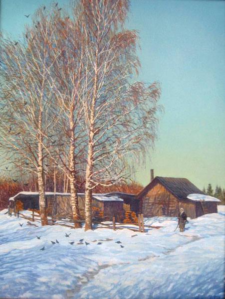 село, зима, время года