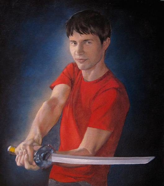 юноша, портрет, меч