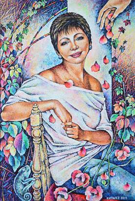 Лепестки мака, женщина, цветы, живопись, портрет
