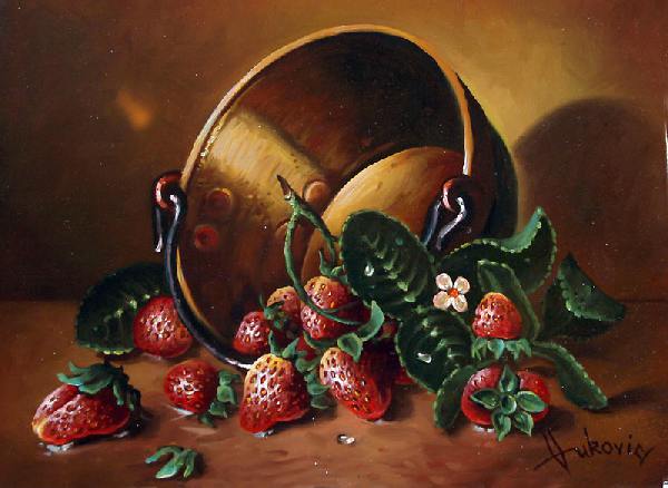 still life, strawberries