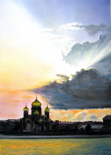 Нева, Васильевский остров, набережная, облако, свет, храм