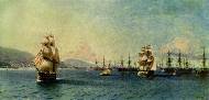 Черноморский флот в Феодосии. Холст, масло. 1890 г.