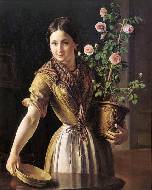 Девушка с горшком роз. 1850