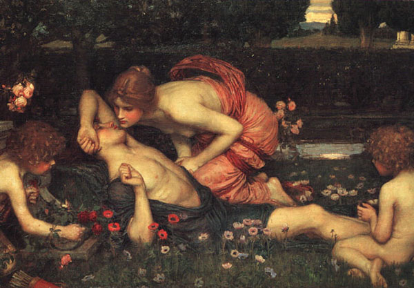 адонис мужчина женщина поцелуй сон цветы цветок
