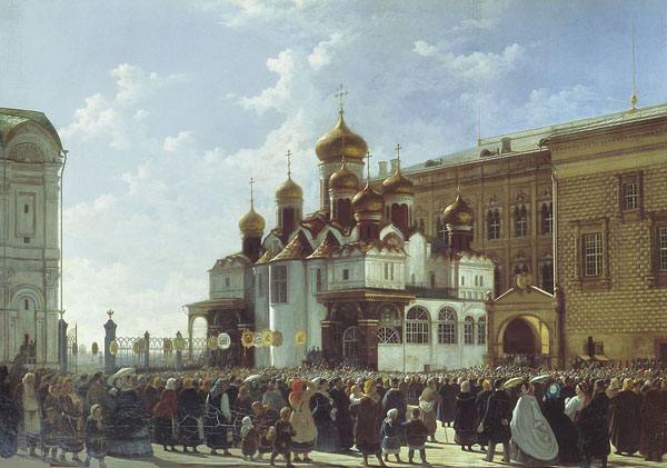 Крестный ход Благовещенский собор Москва Кремль