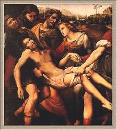 Положение Христа во гроб (Пала Бальони) Рафаэля (фрагмент, 1507-1509)