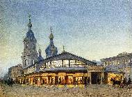 Торговый корпус Сенного рынка и церковь Спаса в Санкт-Петербурге