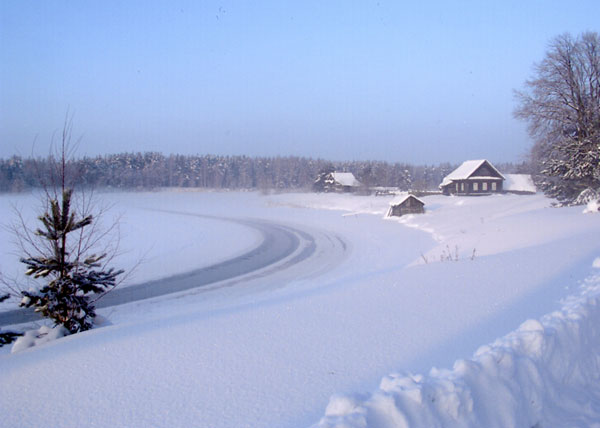 зима снег дом ель деревня
