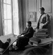 Carl Erickson drawing Gertrude Stein and Horst, Paris, 1946