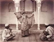 Delhi. Nautch dancer and two musicians, circa 1862