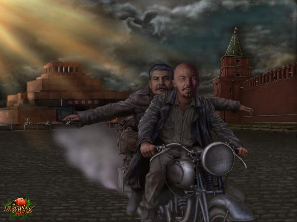 Ленин, Сталин, мотоцикл,